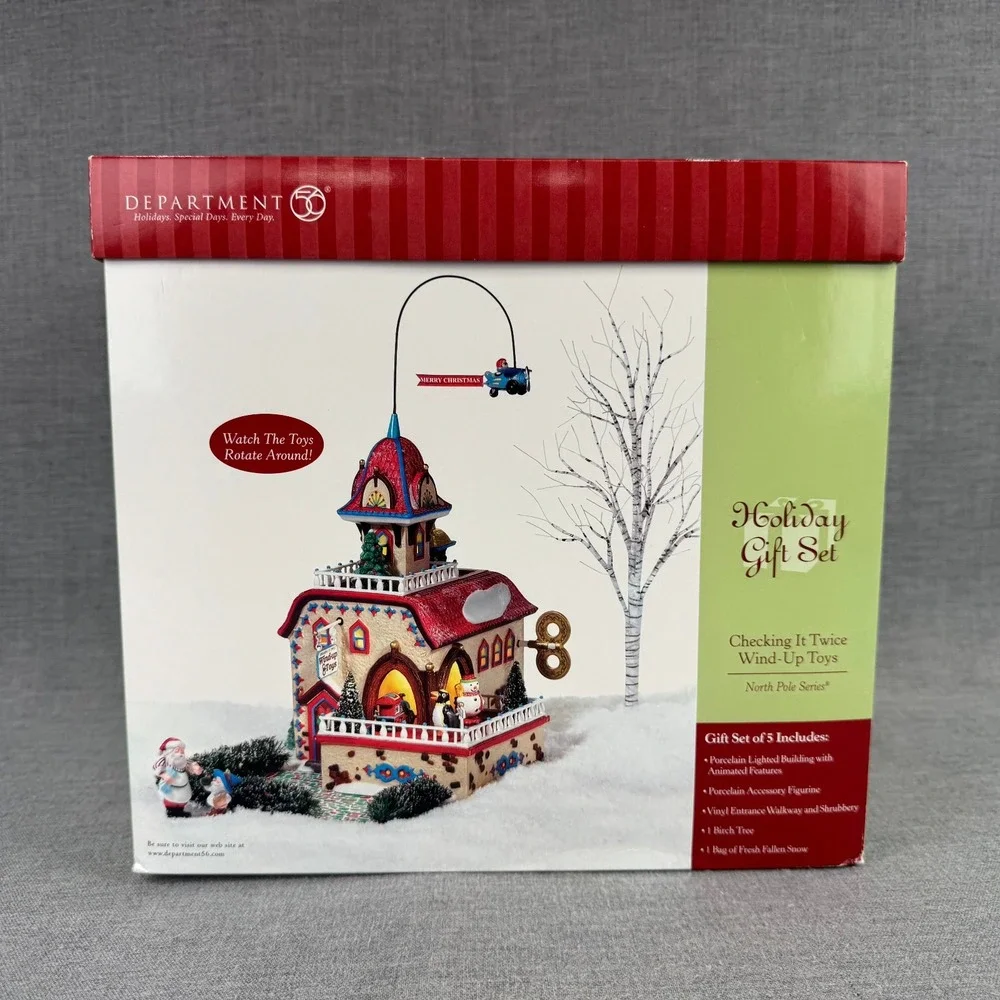Department 56 Checking It Twice Wind-Up Toys North Pole 56.56757 Box